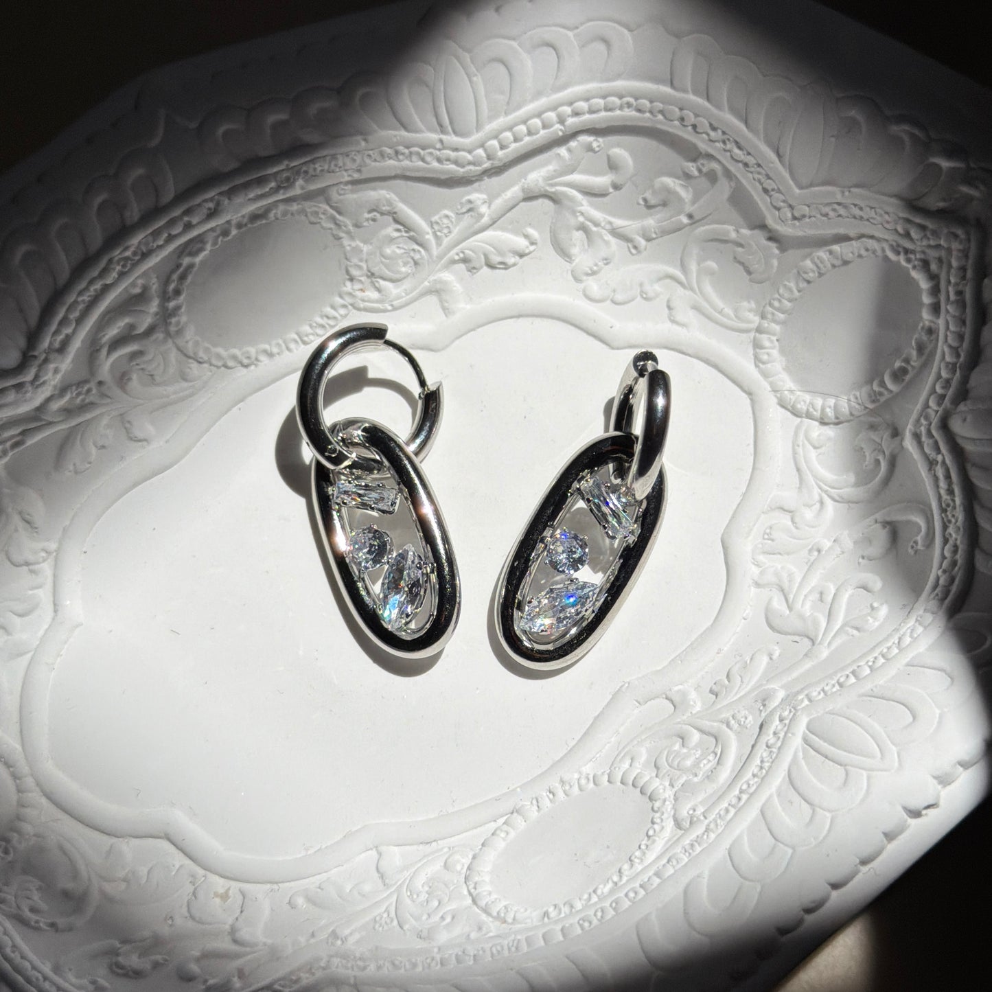 Jade silver earrings